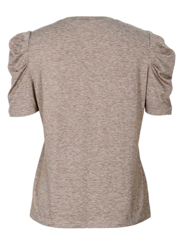 Women's Lace Spliced Puff Sleeve T-Shirt