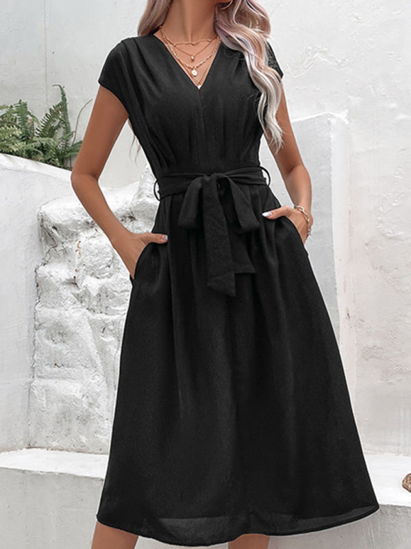 Strappy v-neck black dress