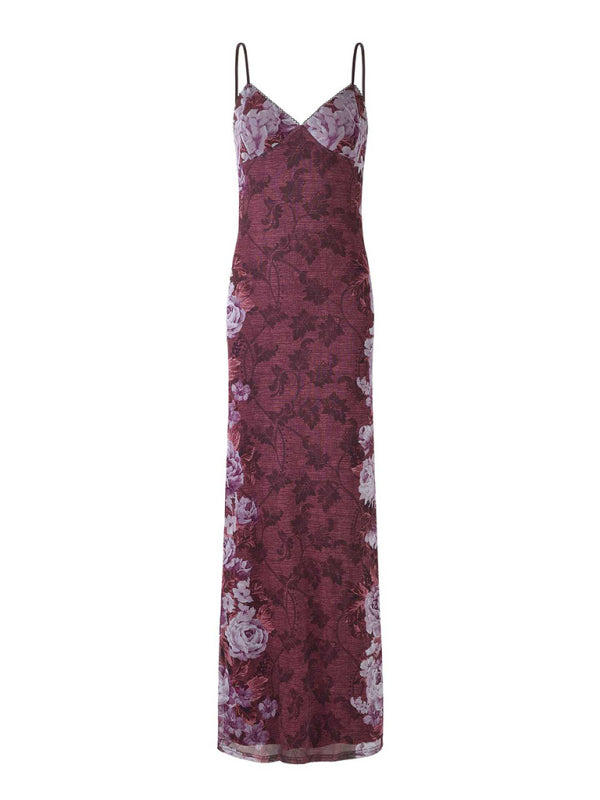 Casual slim positioning printed suspender dress