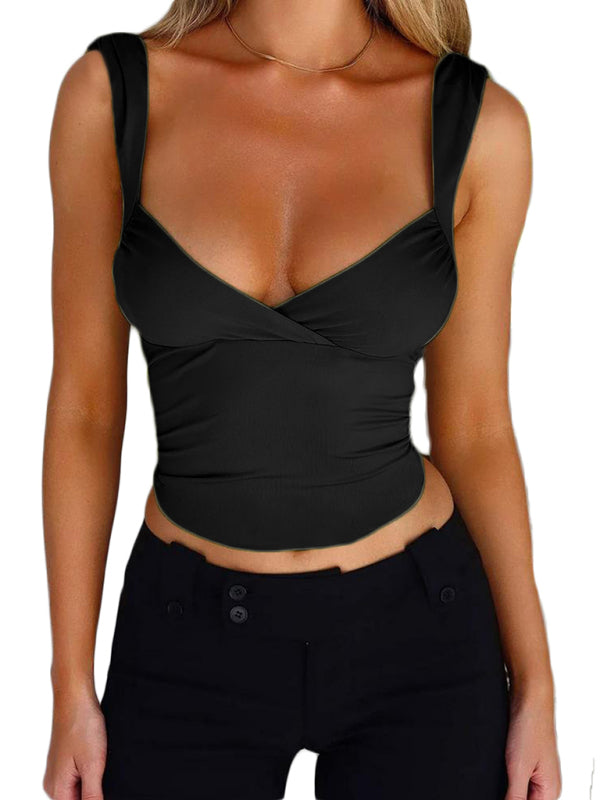 Women's suspender cross large V-neck backless top