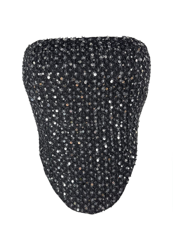 Women's Sequined Slim Fit Tube Top