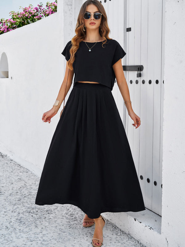 Casual sleeveless top and long skirt set