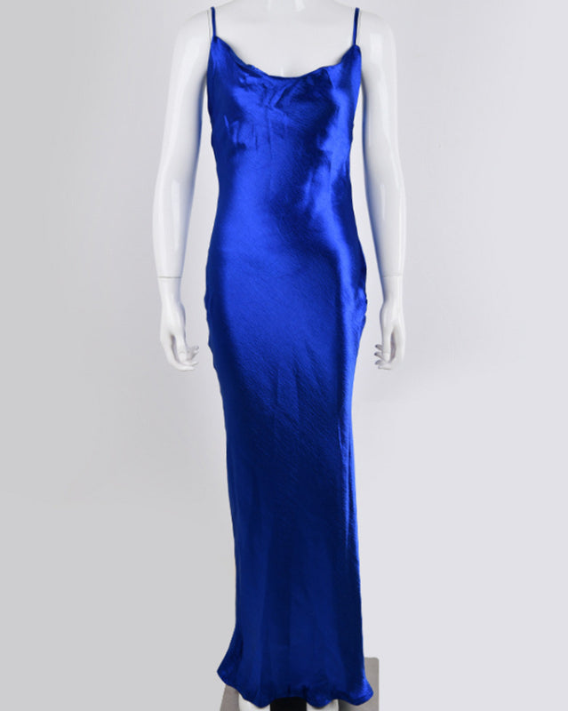 Solid color strapless backless swing neck evening dress