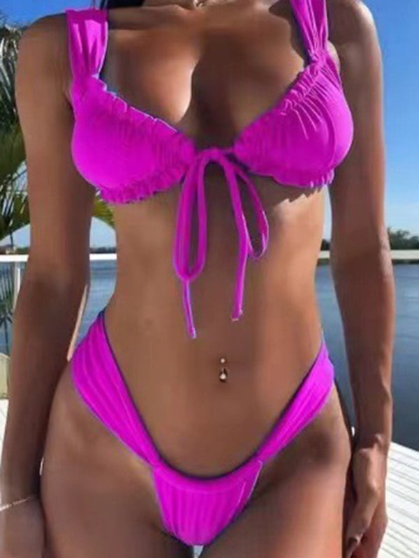 Lace-up split bikini
