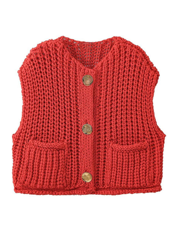 Casual Thick Knitted Vest Cardigan