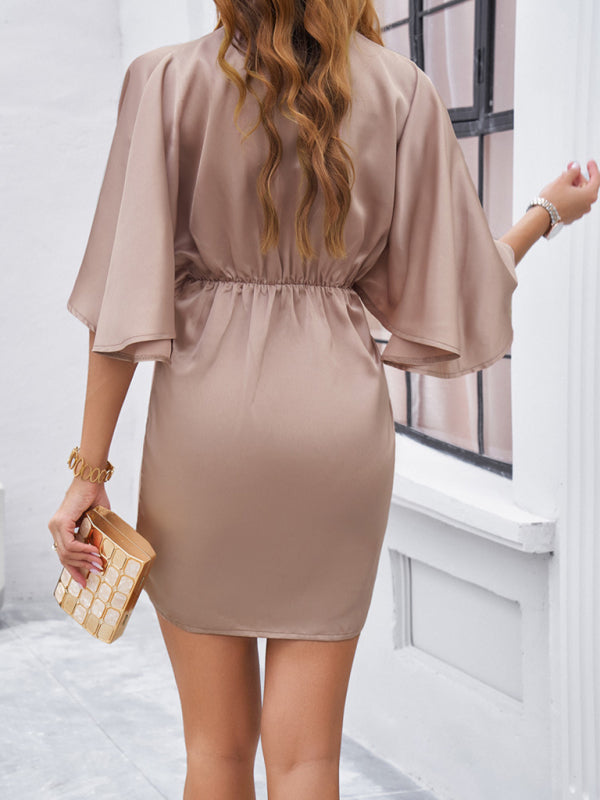 Elegant solid color waist dress