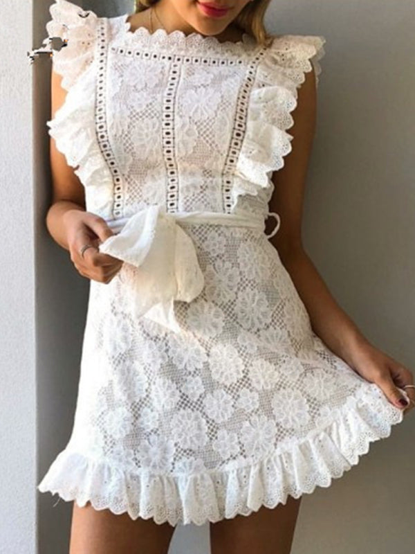 Women's embroidered lace fungus dress