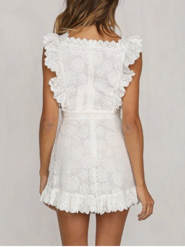 Women's embroidered lace fungus dress