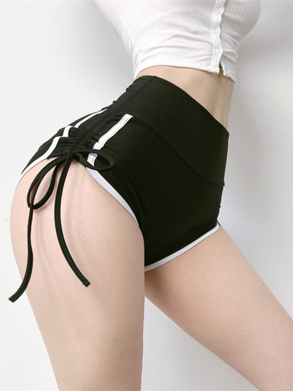 Lace-up hip-lifting fitness running yoga sports peach shorts