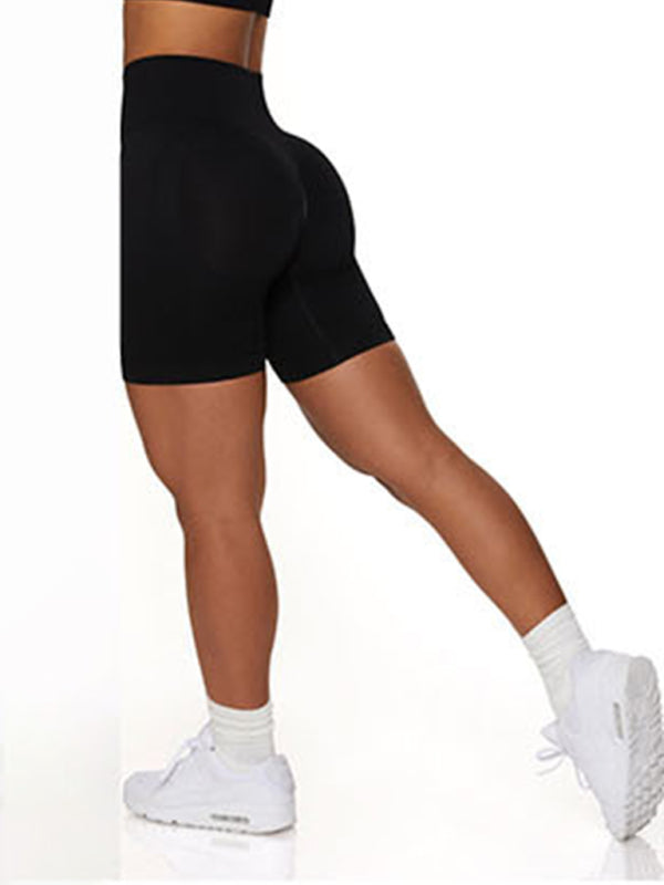 Seamless solid color knitted high elastic fitness pants