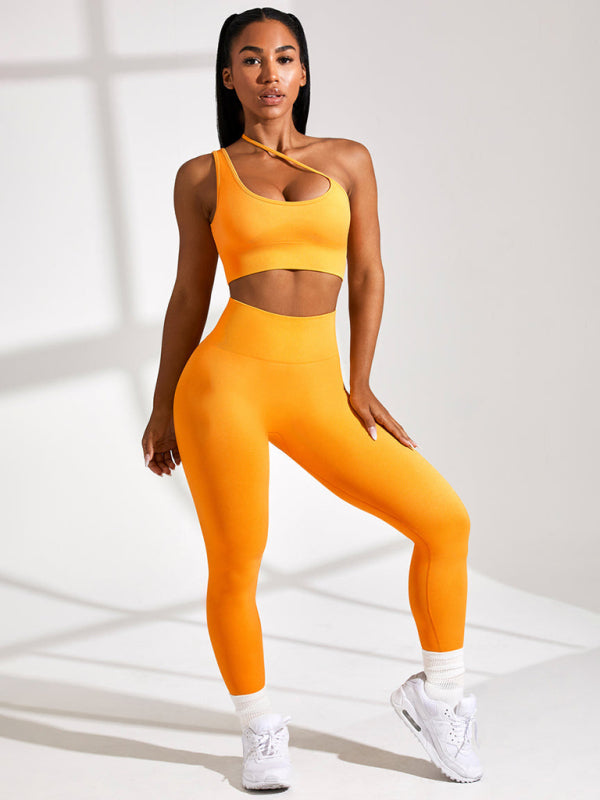 Seamless solid color knitted high elastic fitness pants