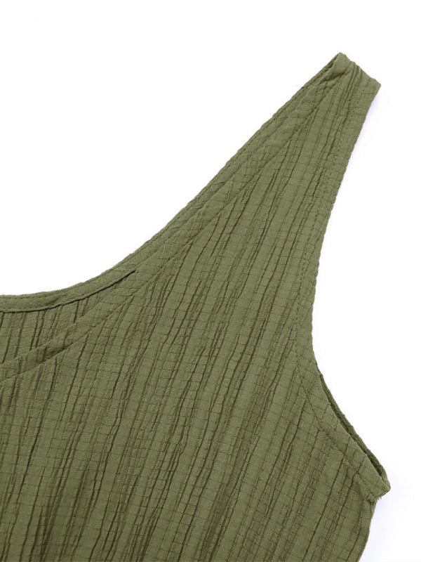 Women's simple casual solid color texture jumpsuit