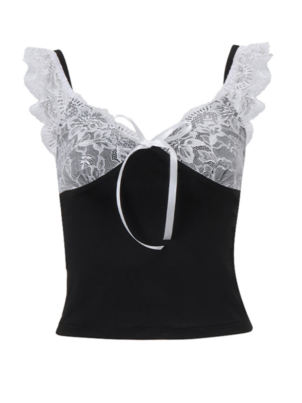 Women's lace splicing slim-fitting camisole