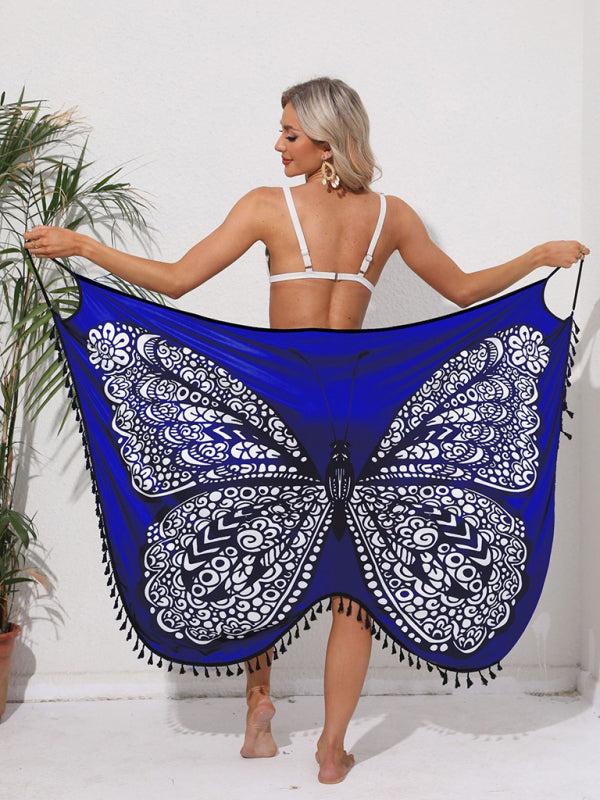 Butterfly print suspender beach skirt