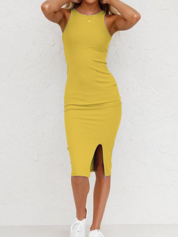 Women's Solid Color Slim Long Slit Dress