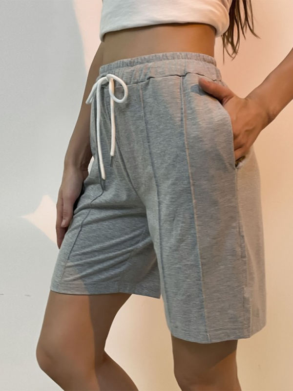 Women's casual solid color lace-up shorts