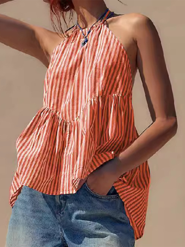 Women's striped strappy backless top