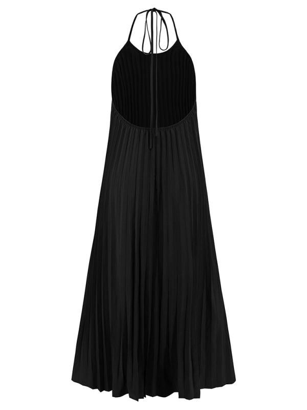 A-hem pleated long dress