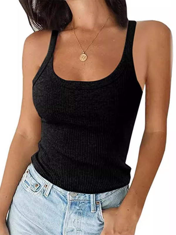 Sling solid color sleeveless high elastic slim women's top