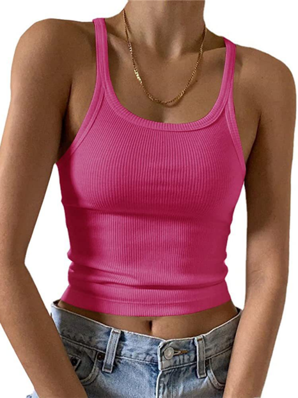 Sling solid color sleeveless high elastic slim women's top