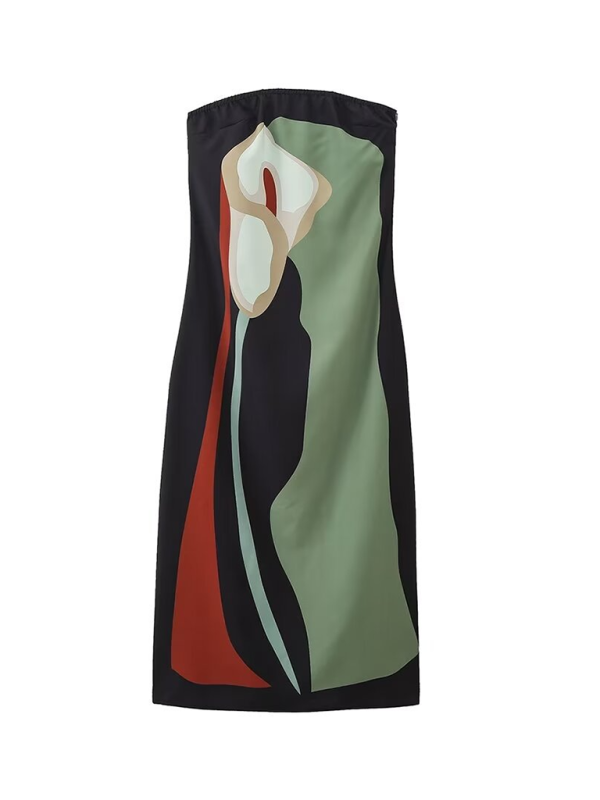 Women's casual printed tube top dress