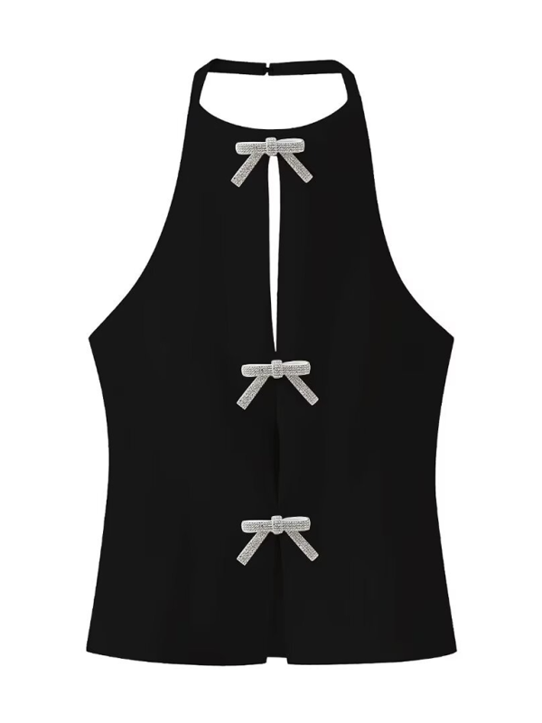 Women's Bow Decorated Halter Neck Vest Top