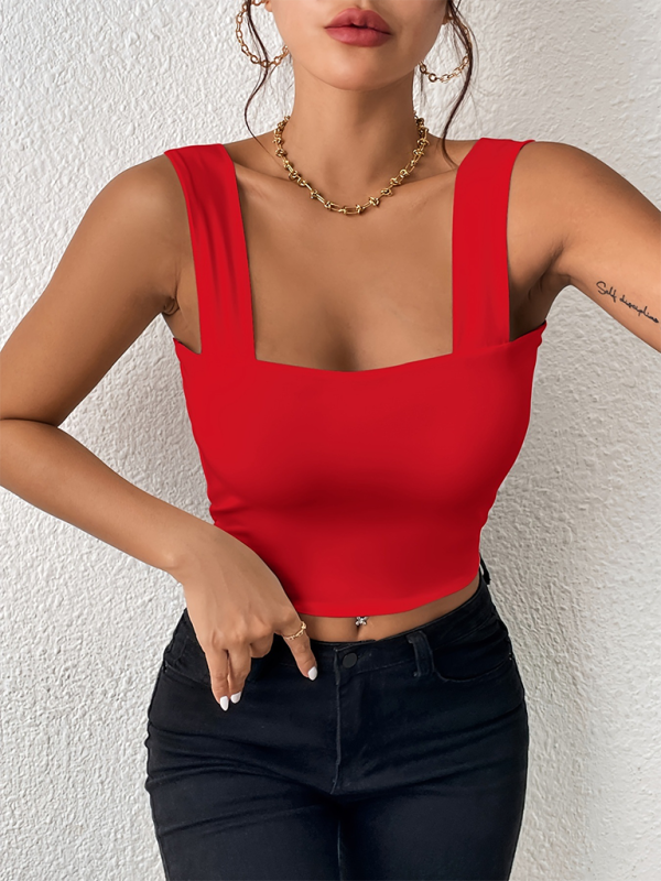 Camisole wide shoulder strap sleeveless top