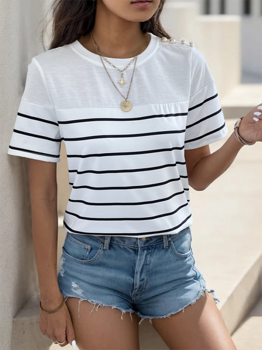 Women's casual short sleeve striped t-shirt