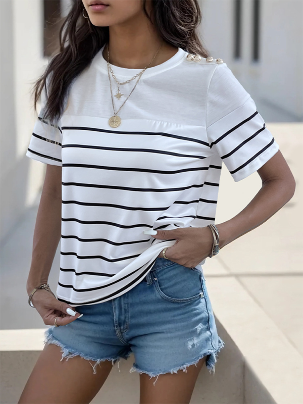 Women's casual short sleeve striped t-shirt