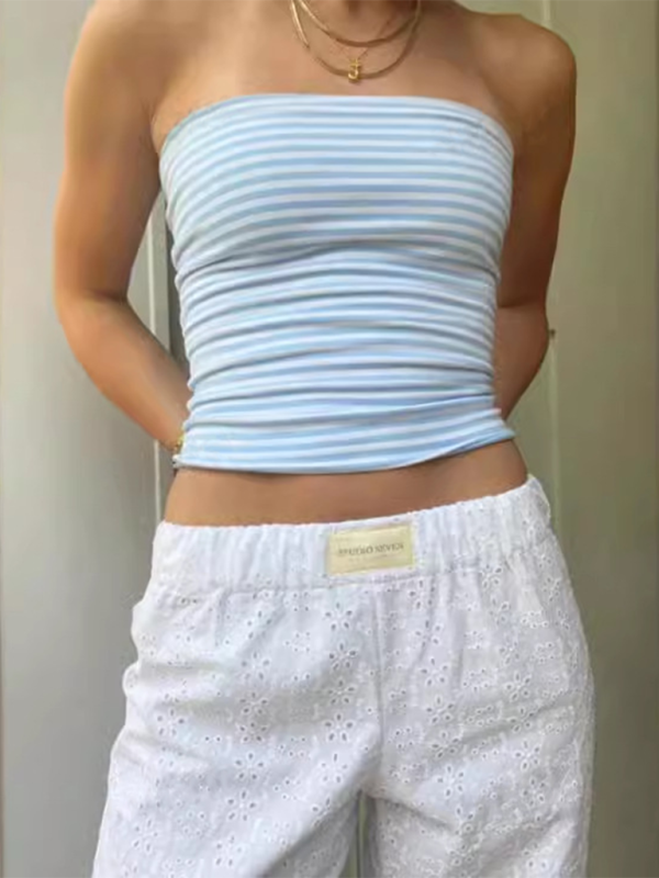 Women's striped off-shoulder tube top