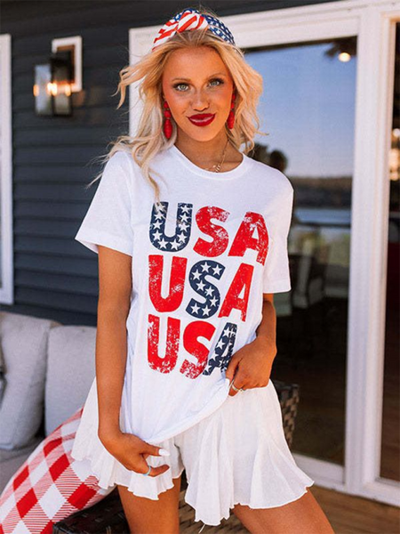 Independence Day loose casual USA printed short-sleeved T-shirt