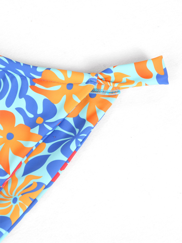 Four-piece backless printed bikini