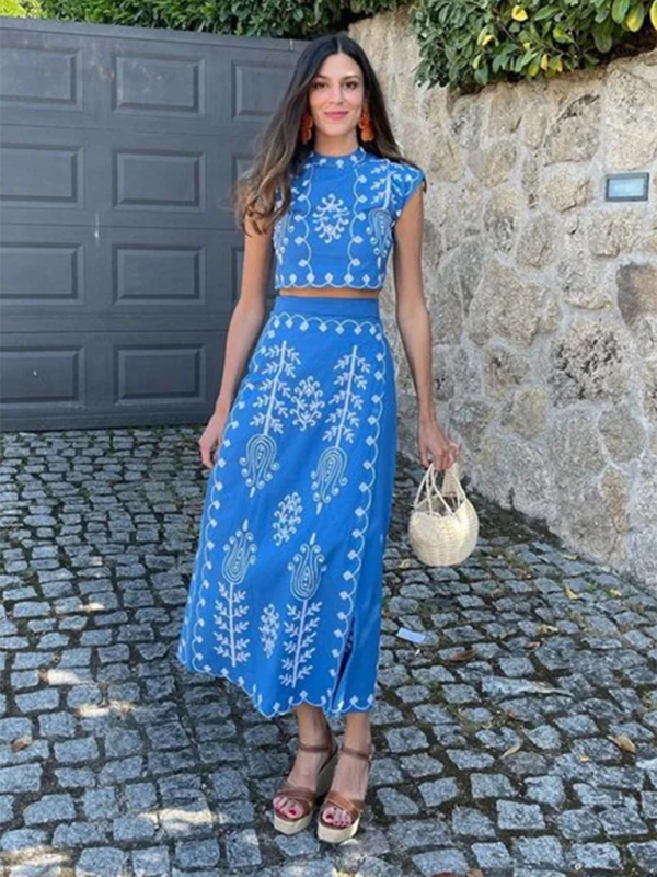 Printed Holiday Style Two-piece Dress