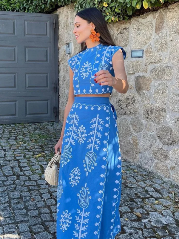 Printed Holiday Style Two-piece Dress