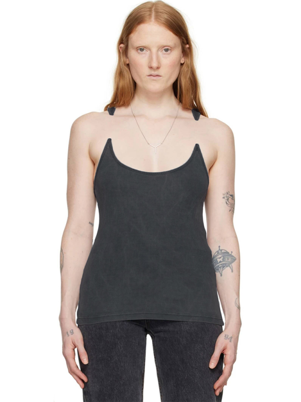 Women's Camisole with Padded Ribbed Knit Top