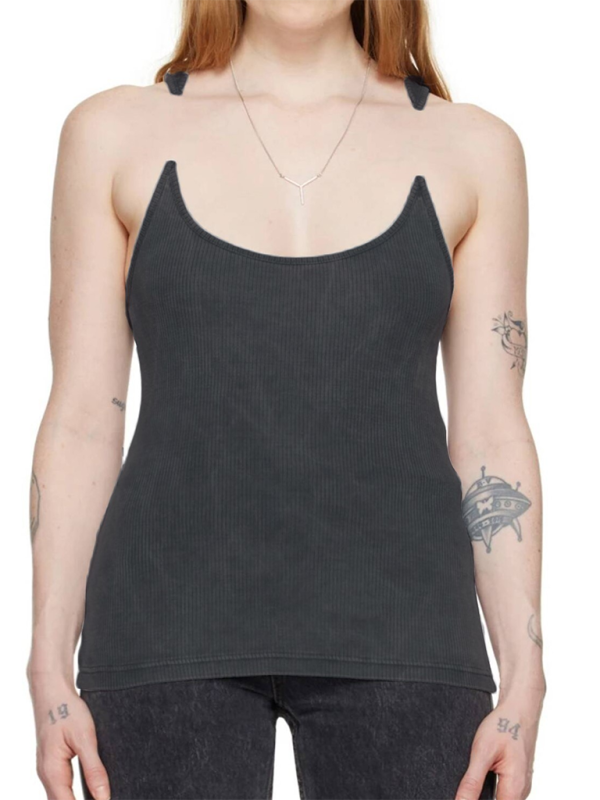 Women's Camisole with Padded Ribbed Knit Top