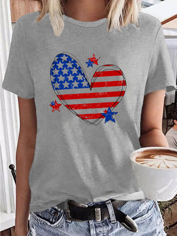 Independence Day Love Print Women's T-shirt