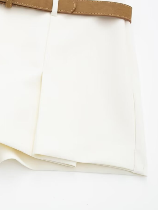Elegant solid color belted culottes