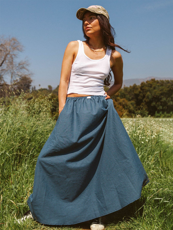 Plaid long skirt