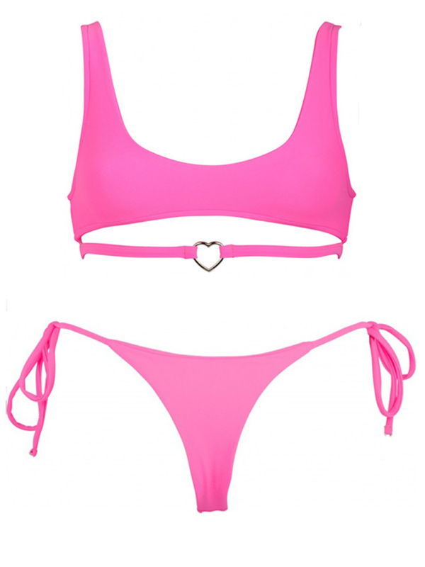 Solid color love ring swimsuit