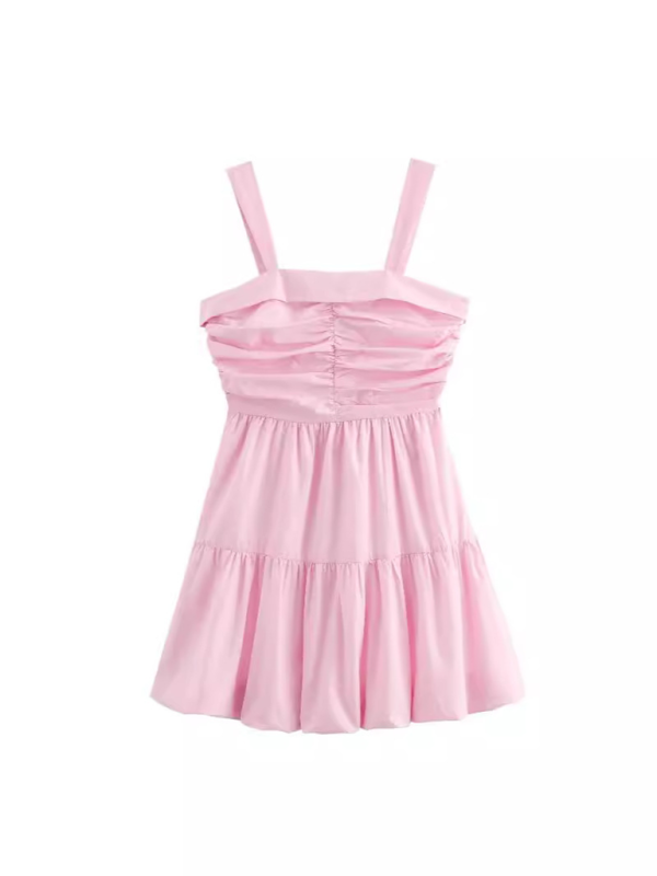 Ruffled short pink dress