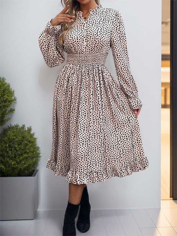 Women's long sleeve leopard print dress