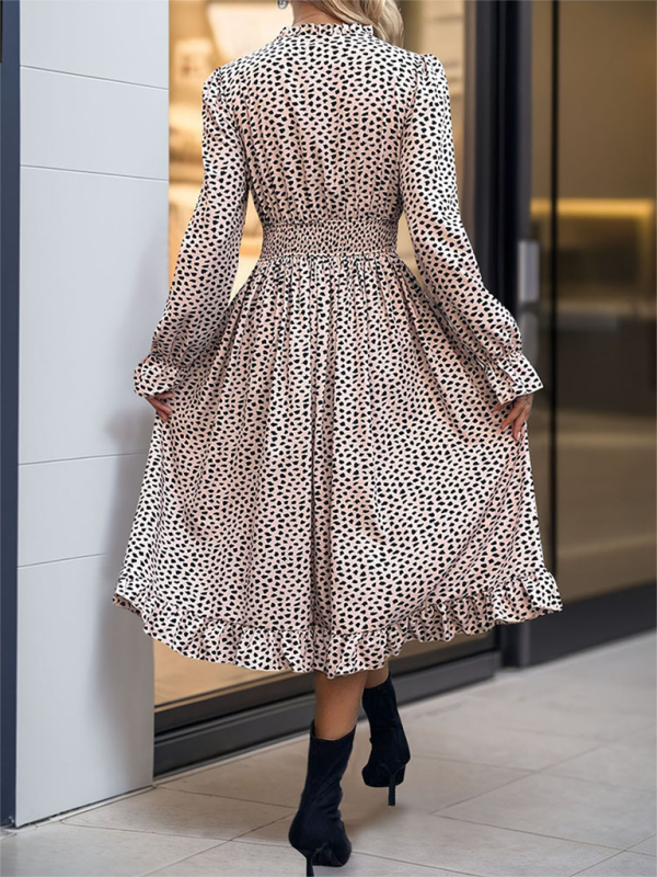 Women's long sleeve leopard print dress