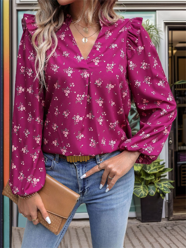 Women's floral print long sleeve shirt