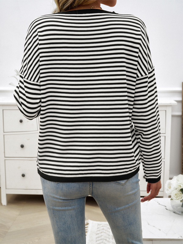Women's Round Neck Striped Sweater