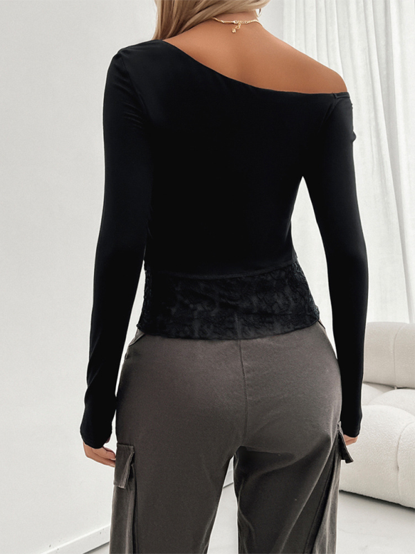 Women's Lace Slim Fit Long Sleeve Top