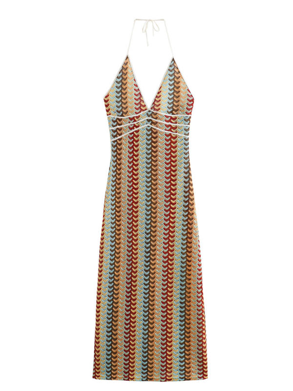 Casual crochet flower suspender dress
