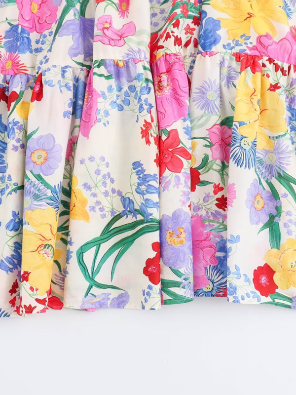 Floral print suspender dress