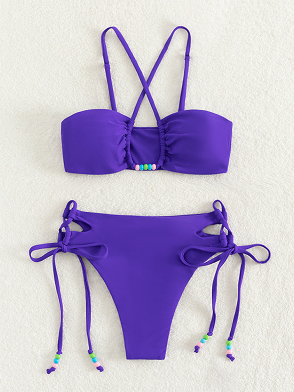 Solid color push up bikini