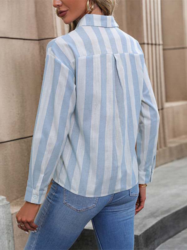 Long-sleeved commuter striped shirt